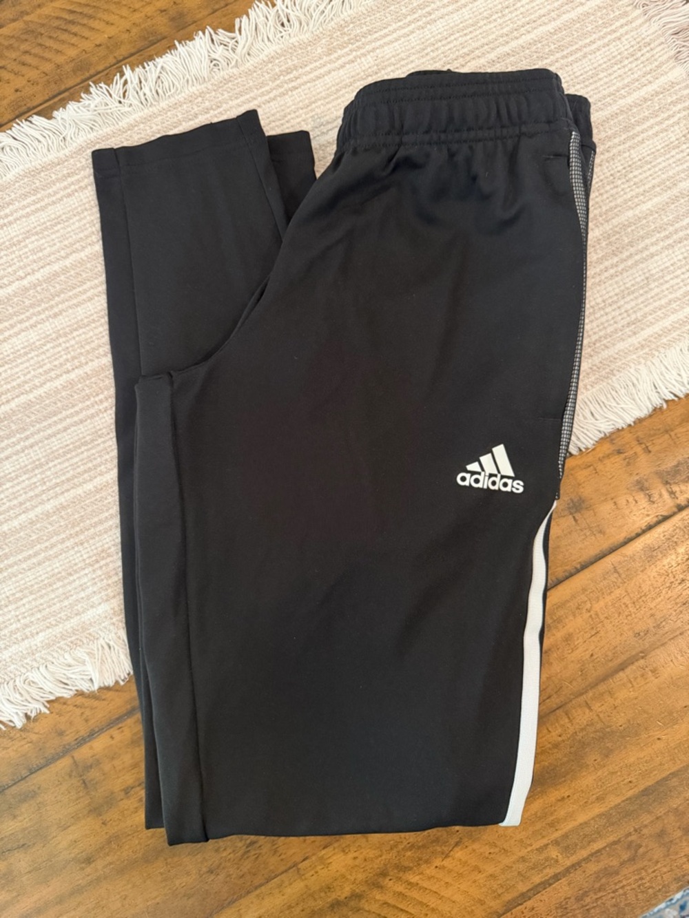 NWOT adidas Black Jogger Pants with White Side Stripe